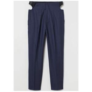 Toga Archives x H&M Pants Size 38x29 Mens Navy Leather Tab Tailored Wool Trouser